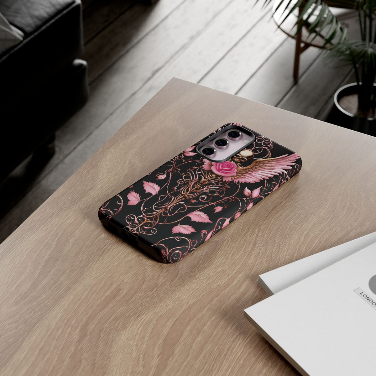 Phone Case - Tough - Pink Skull & Wings
