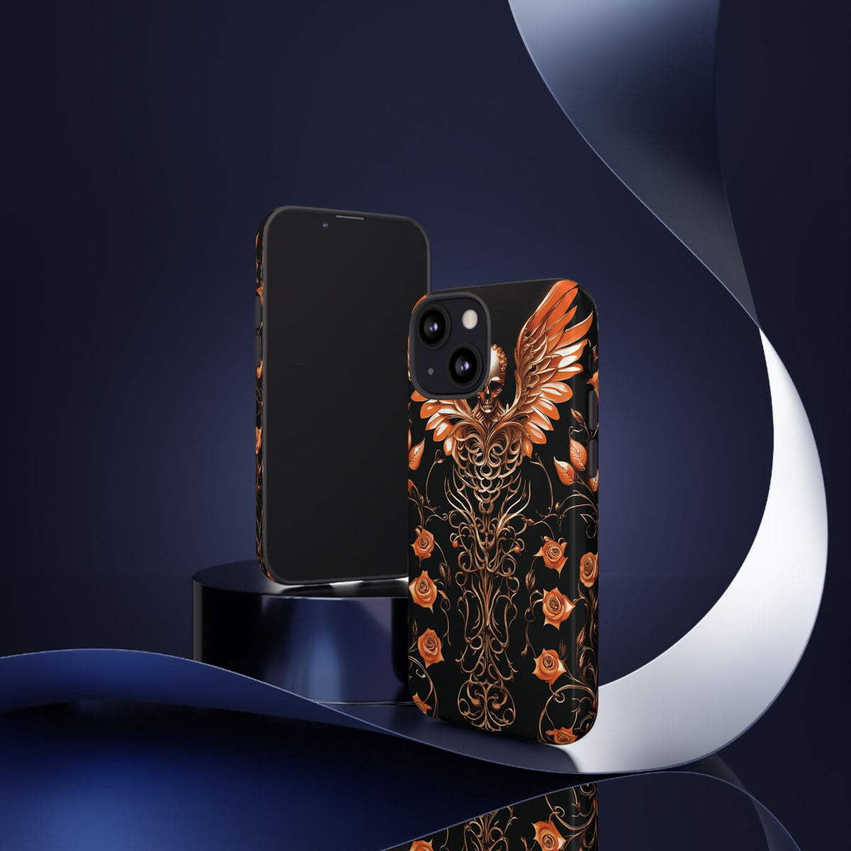 Phone Case - Tough - Orange Skull & Wings