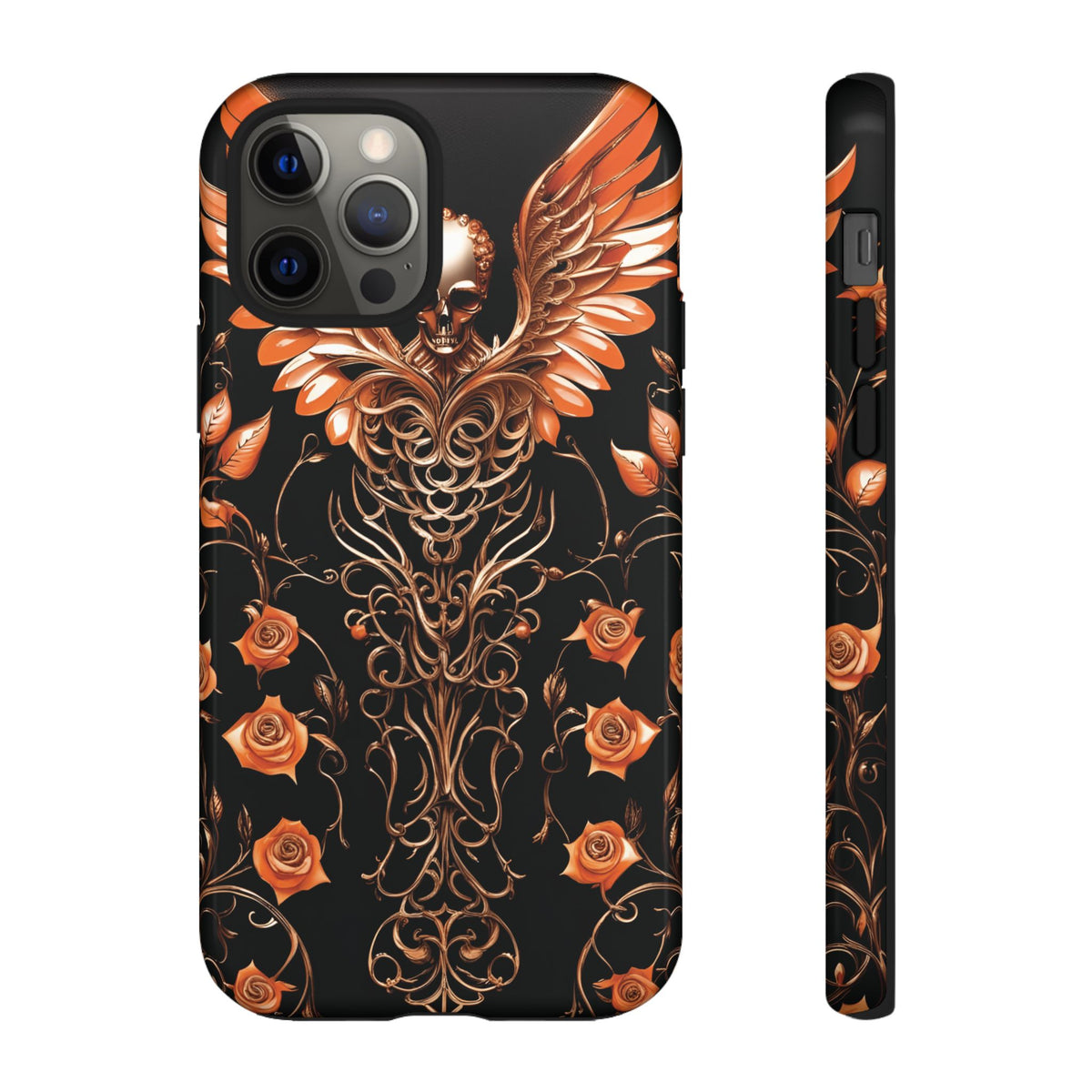 Phone Case - Tough - Orange Skull & Wings