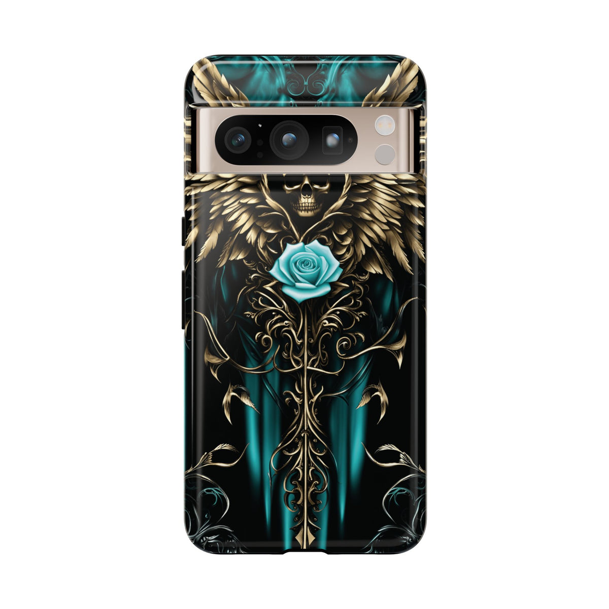 Phone Case - Tough - Cyan Skull & Wings