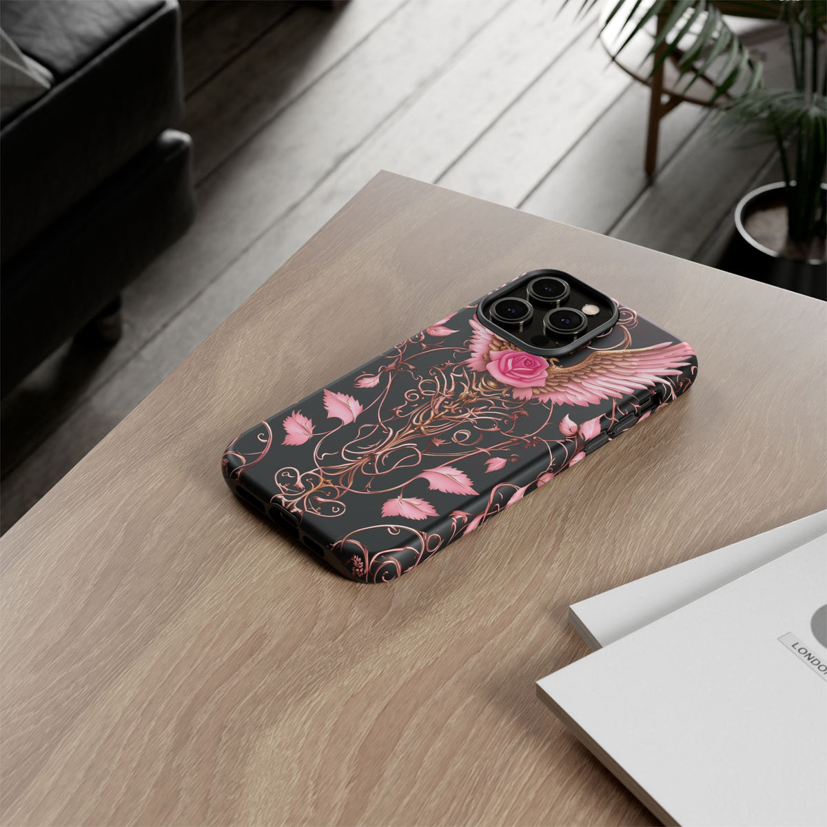 Phone Case - Tough - Pink Skull & Wings