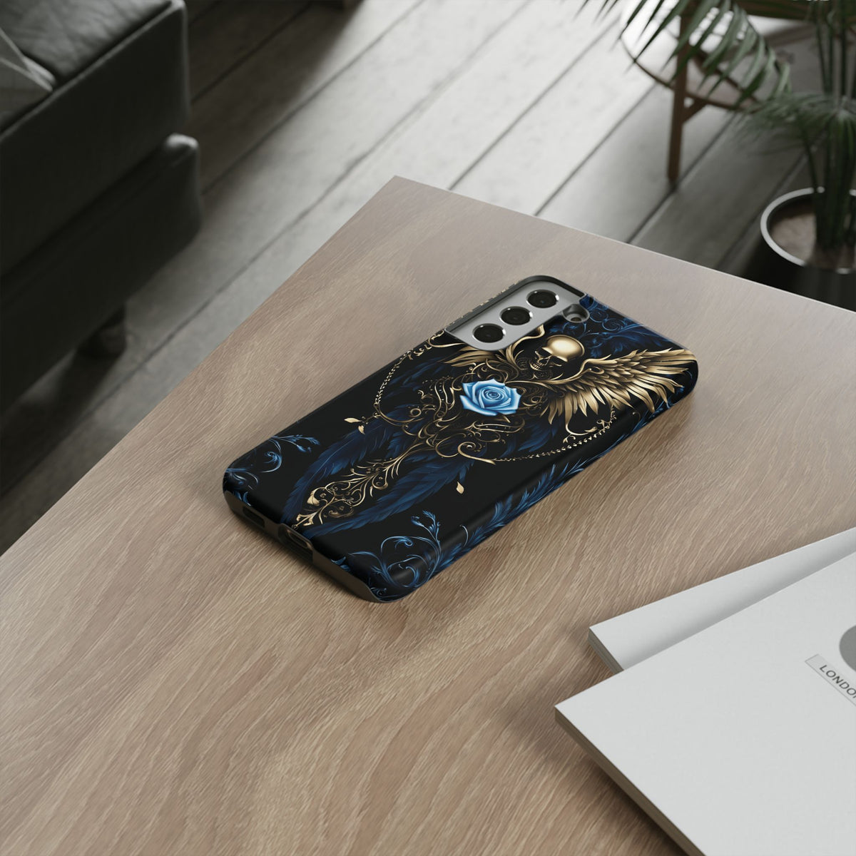 Phone Case - Tough - Blue Skull & Wings