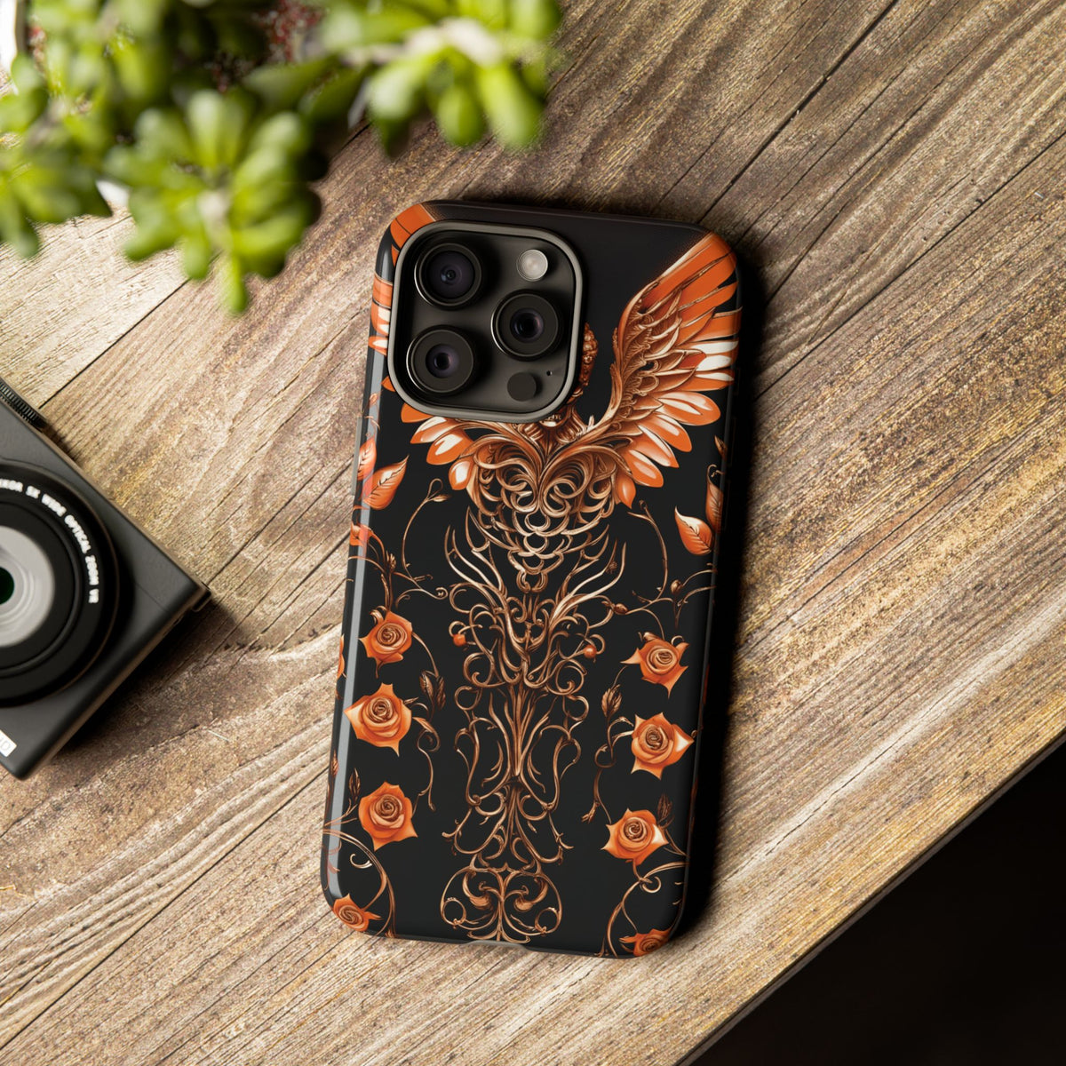 Phone Case - Tough - Orange Skull & Wings
