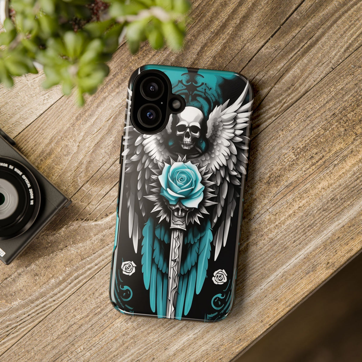 Phone Case - Tough - Cyan Angel Wings