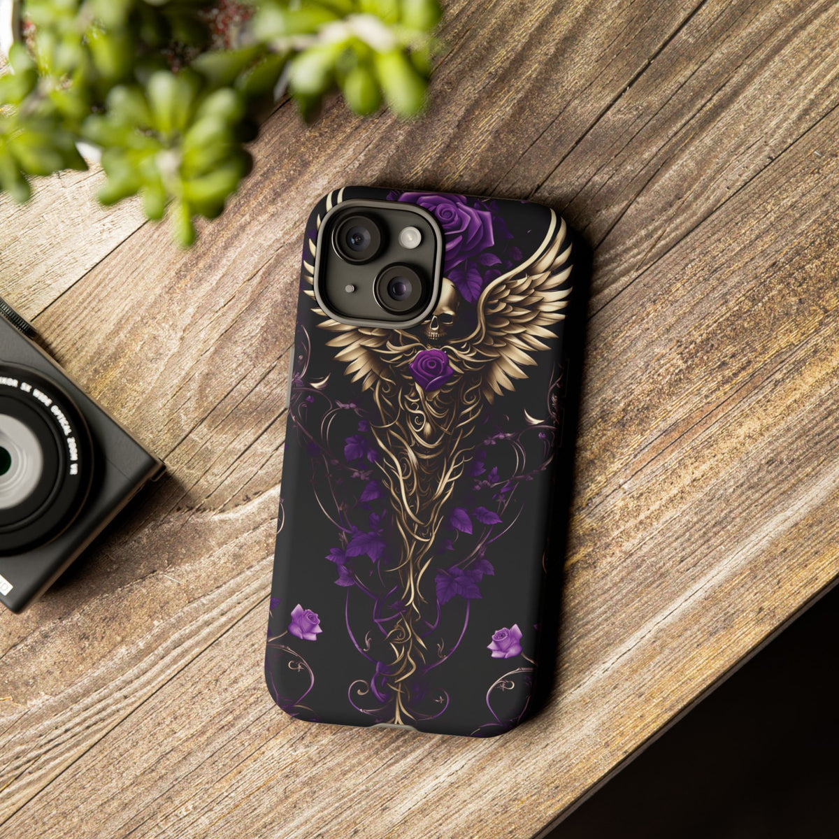 Phone Case - Tough - Purple Skull & Wings