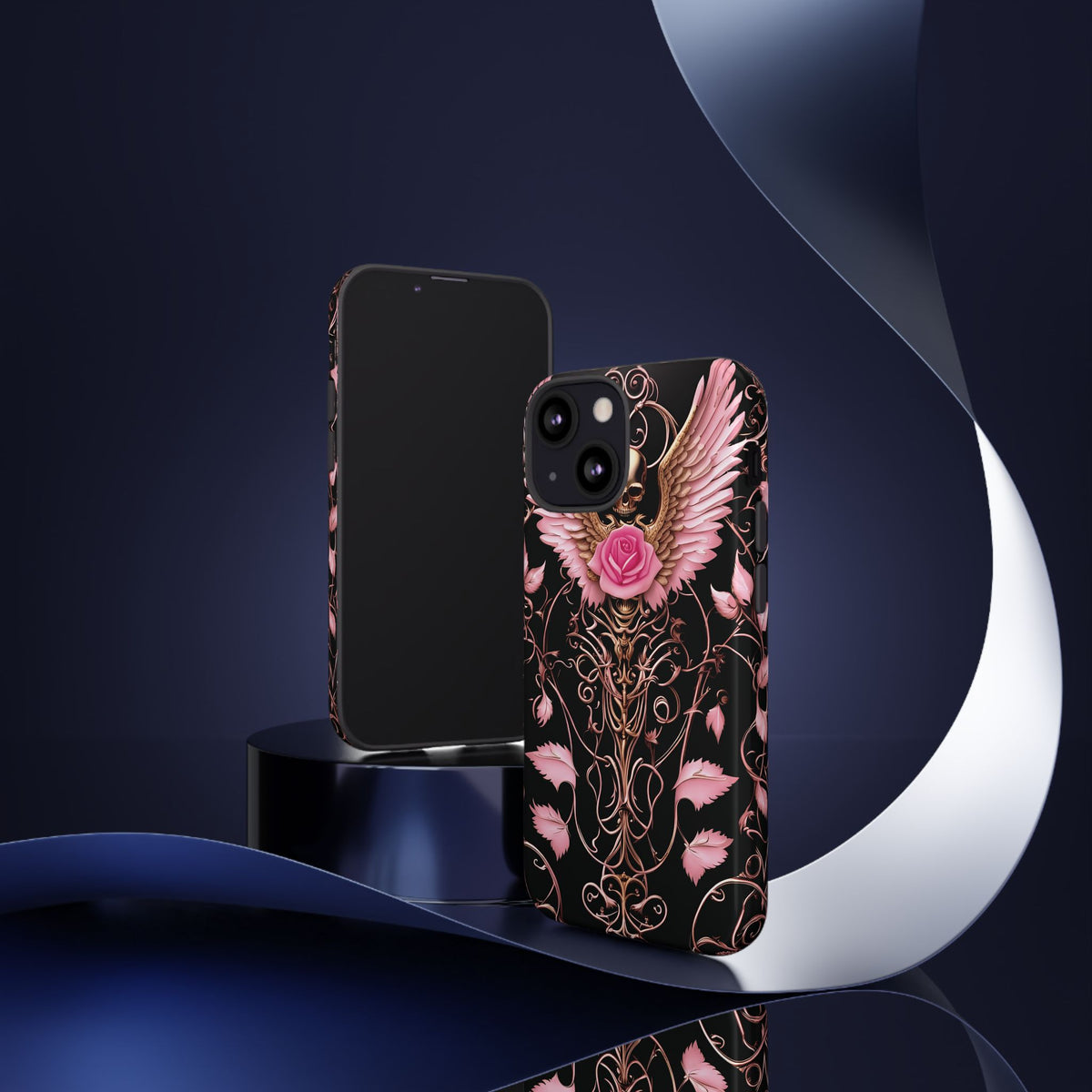 Phone Case - Tough - Pink Skull & Wings