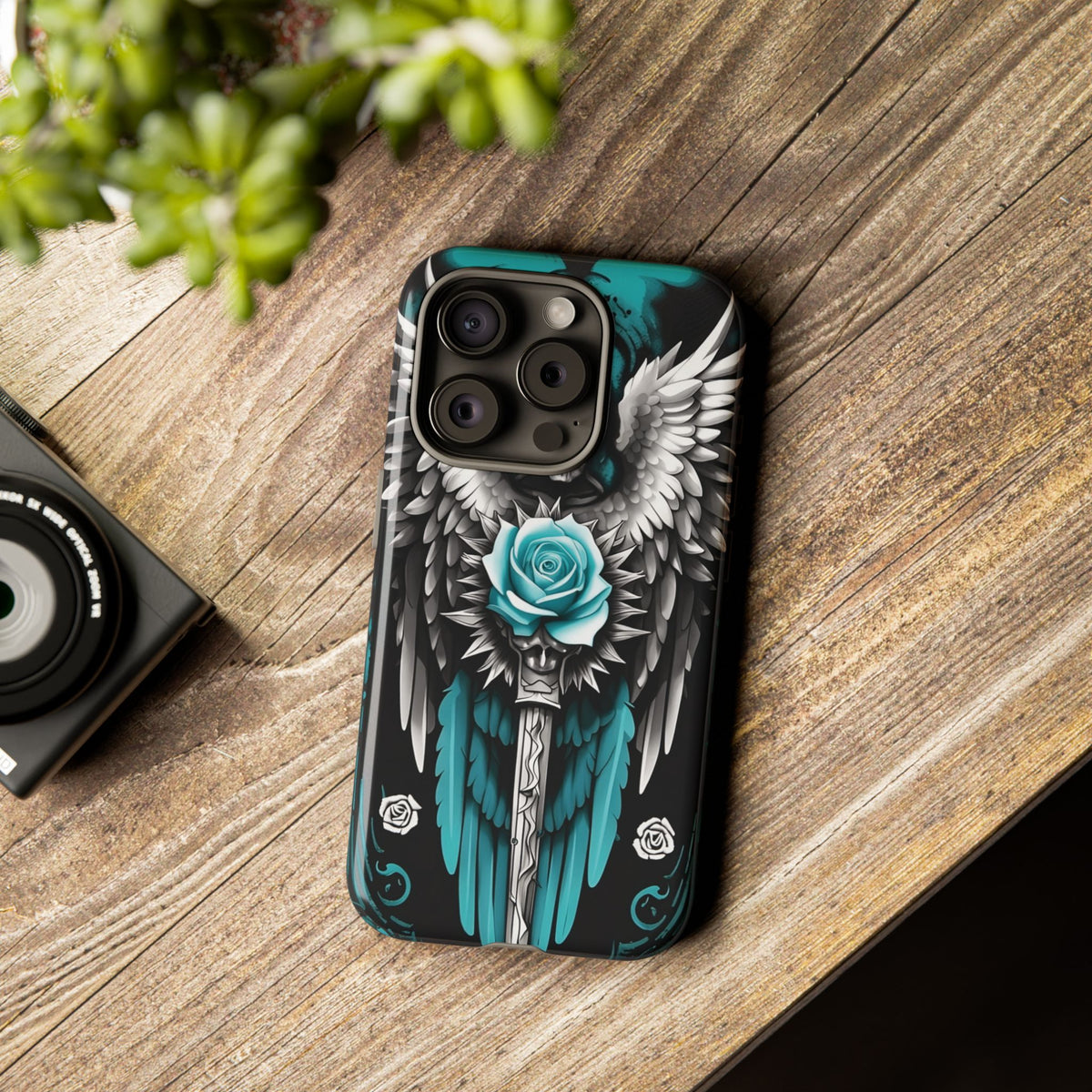 Phone Case - Tough - Cyan Angel Wings