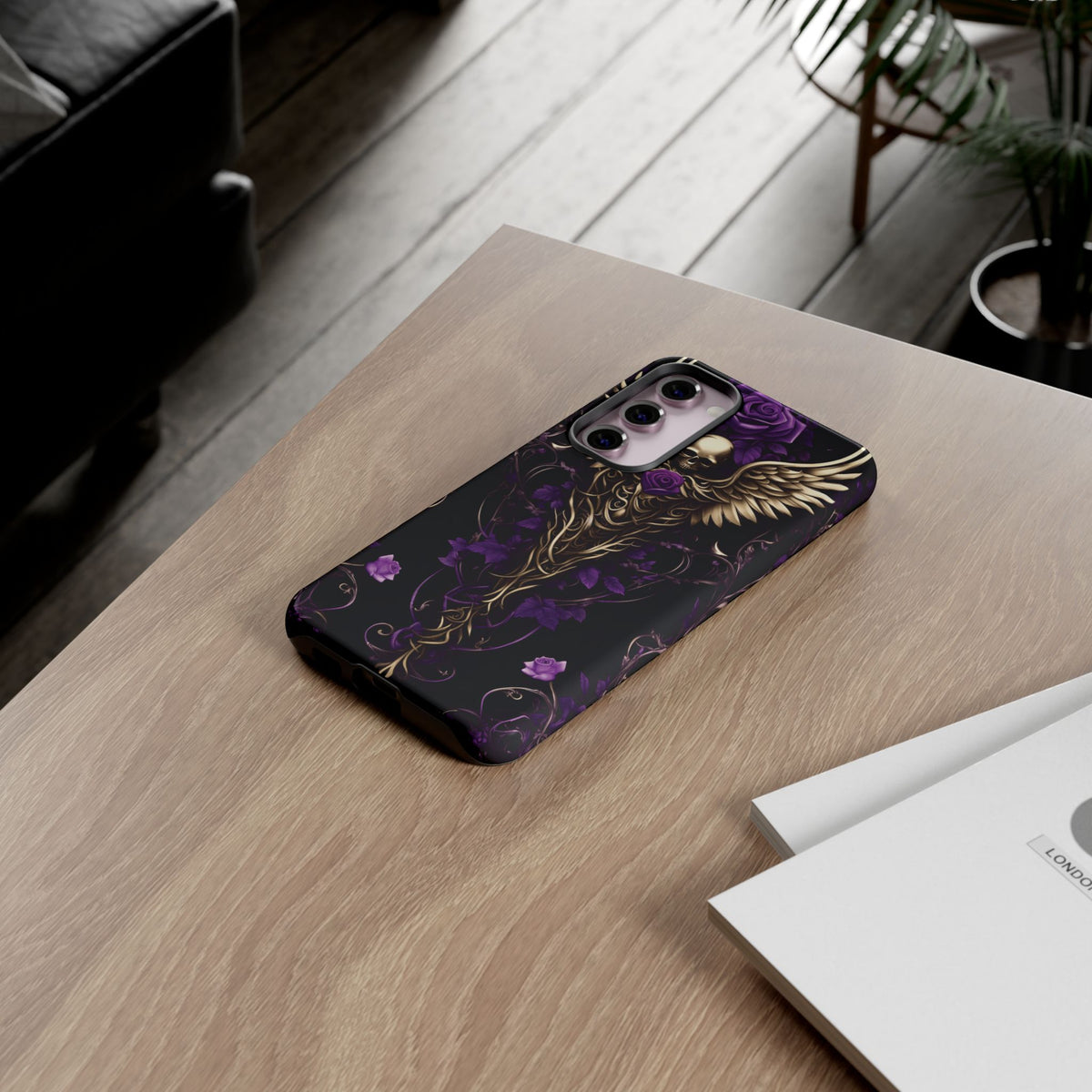 Phone Case - Tough - Purple Skull & Wings