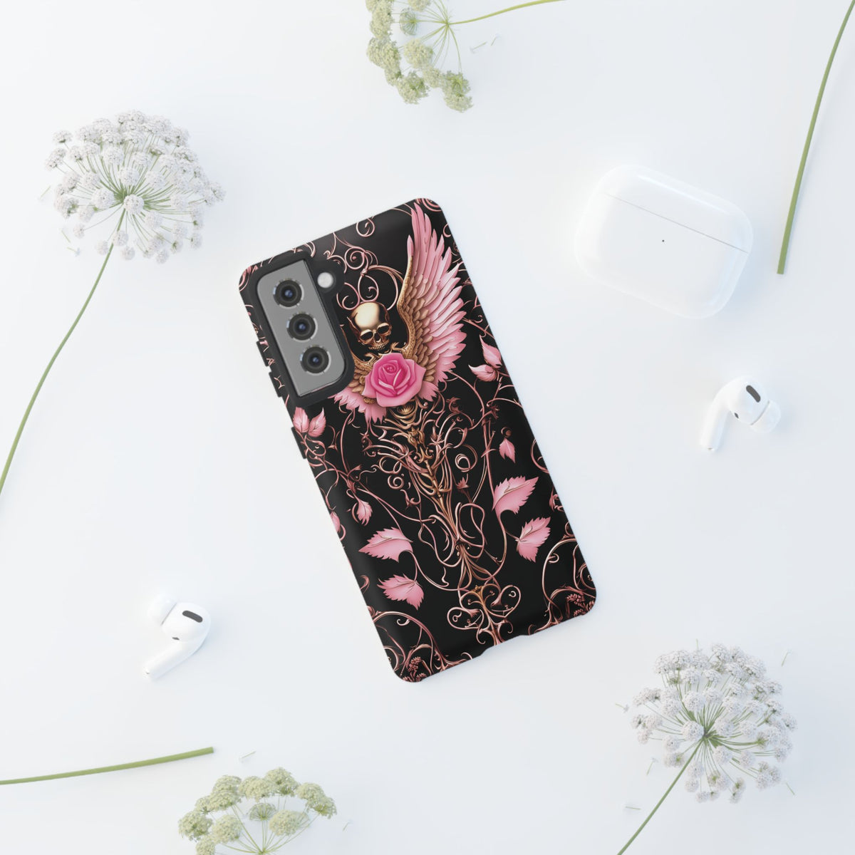 Phone Case - Tough - Pink Skull & Wings