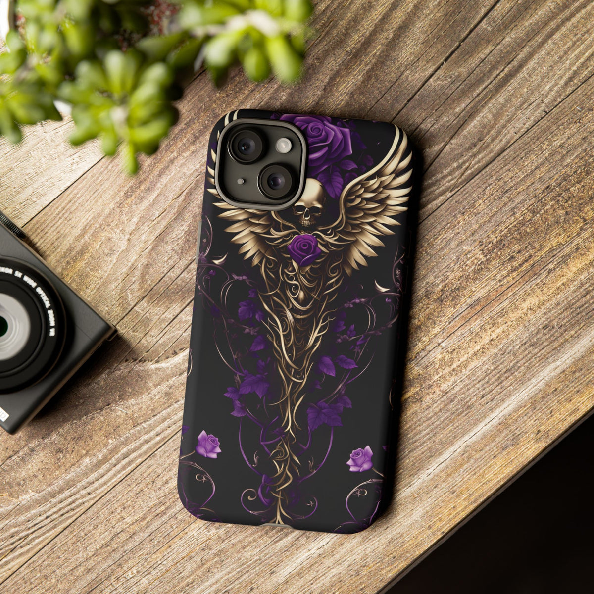 Phone Case - Tough - Purple Skull & Wings
