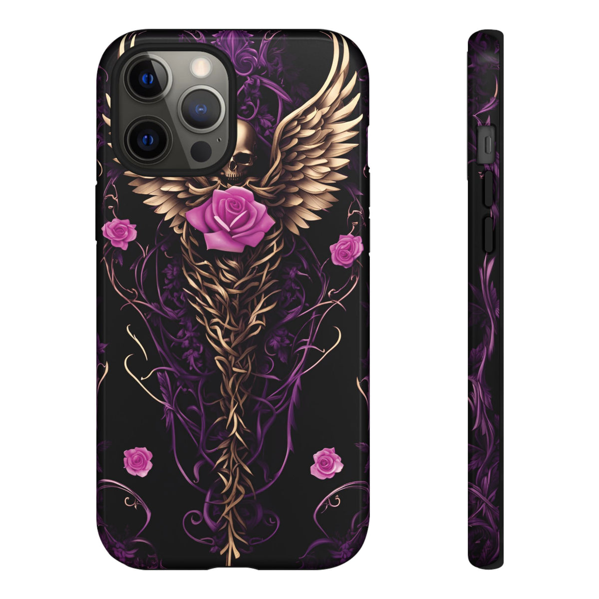 Phone Case - Tough - Purple, Pink Skull & Wings