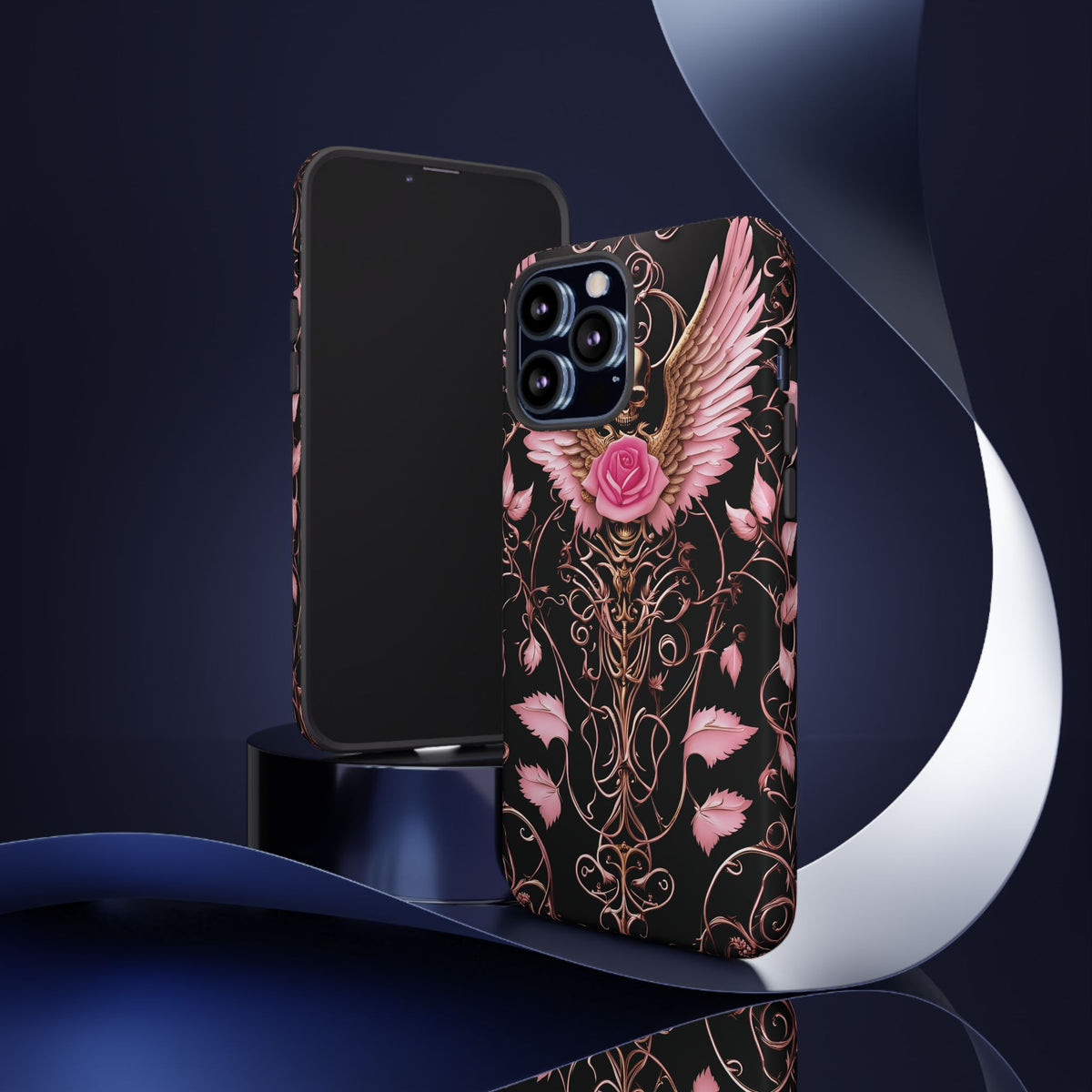 Phone Case - Tough - Pink Skull & Wings