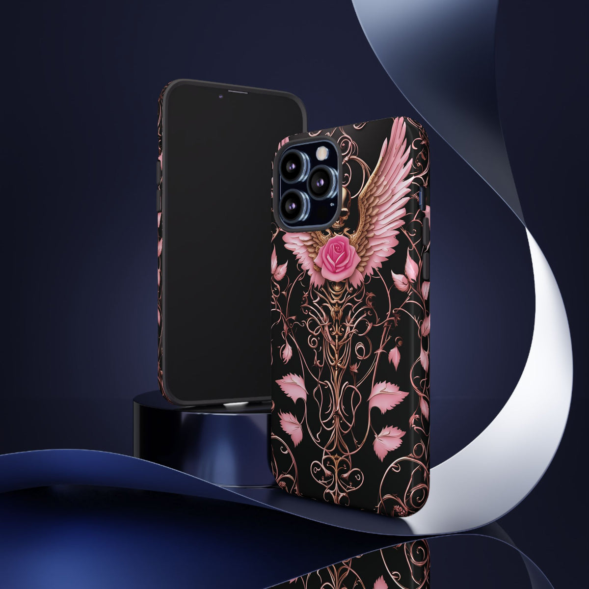 Phone Case - Tough - Pink Skull & Wings