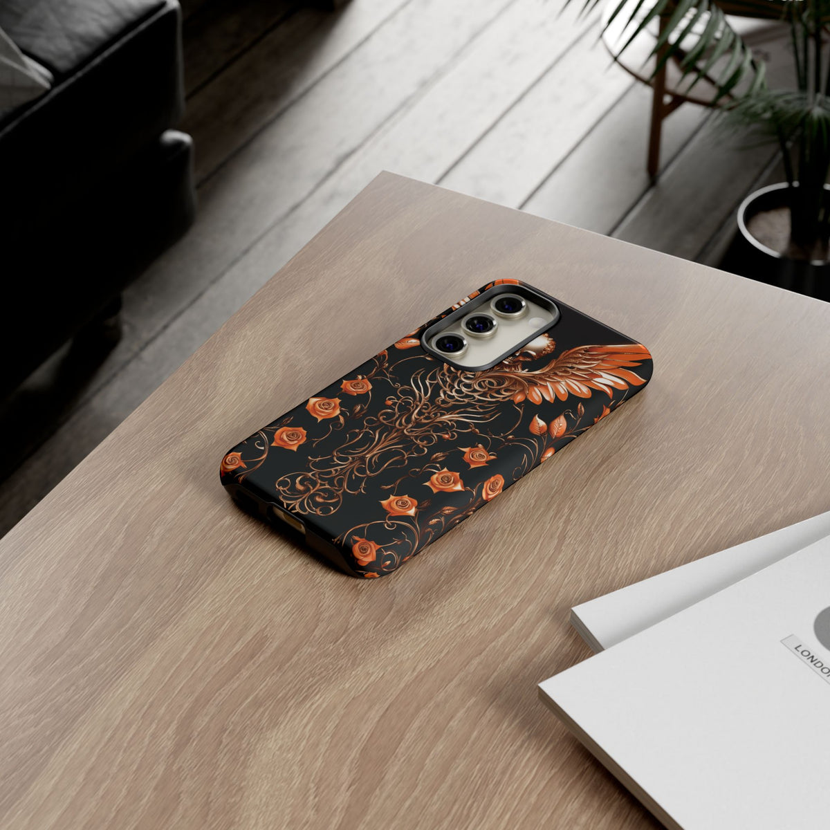Phone Case - Tough - Orange Skull & Wings