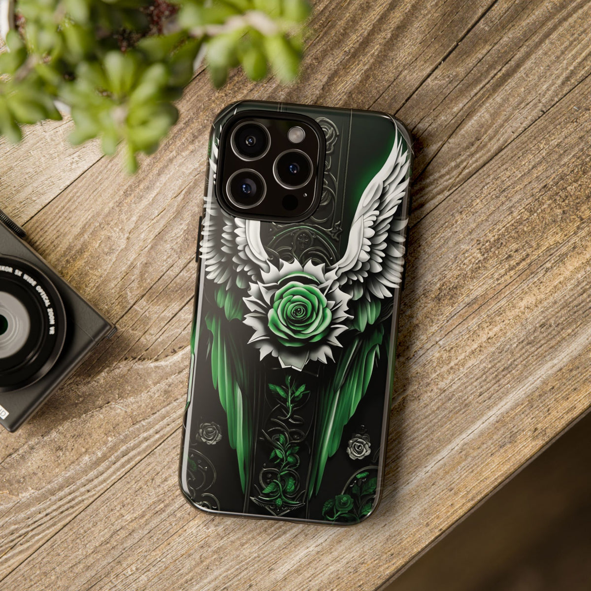 Phone Case - Tough - Green Angel Wings