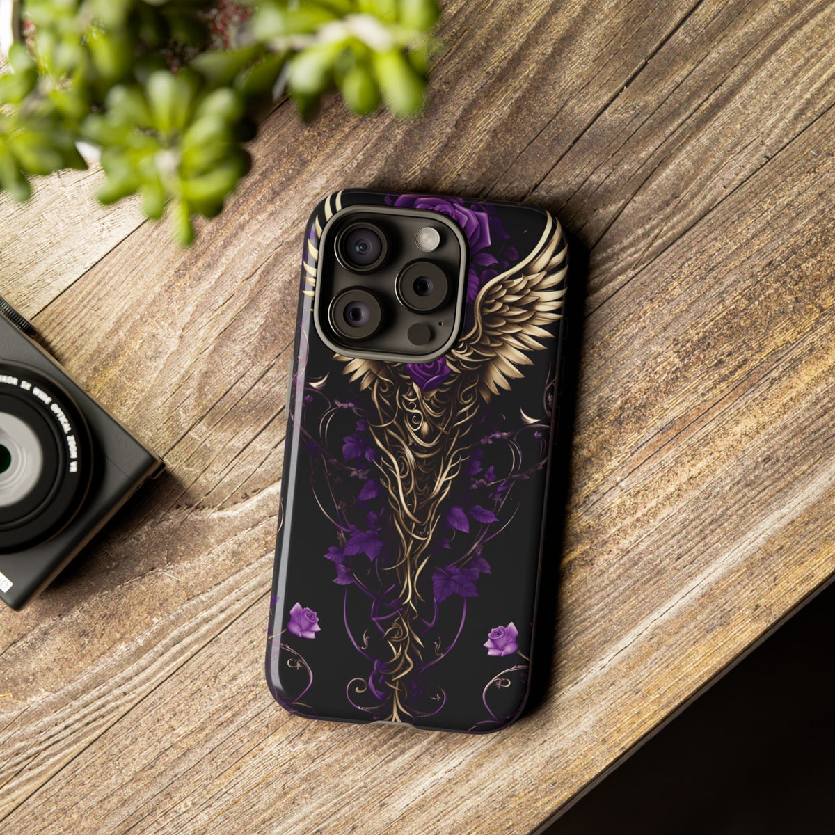 Phone Case - Tough - Purple Skull & Wings