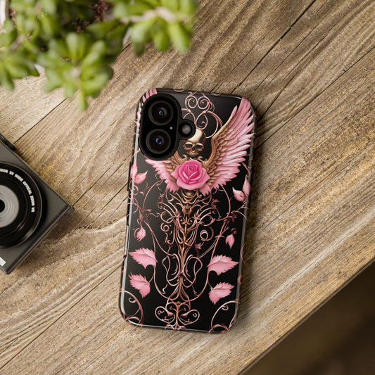 Phone Case - Tough - Pink Skull & Wings