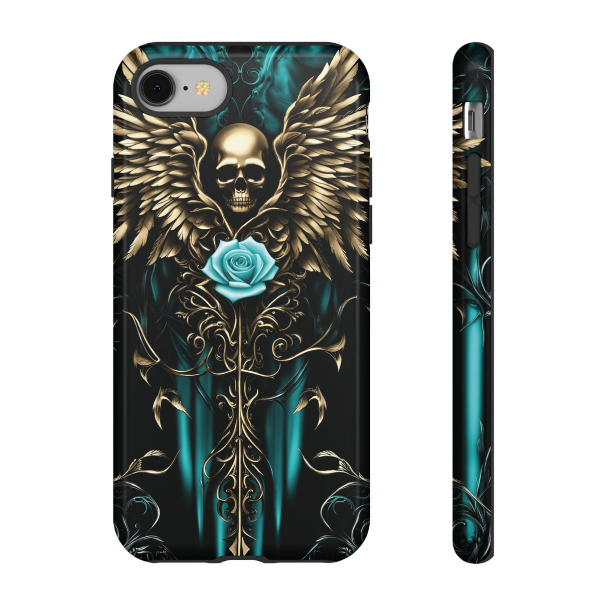 Phone Case - Tough - Cyan Skull & Wings