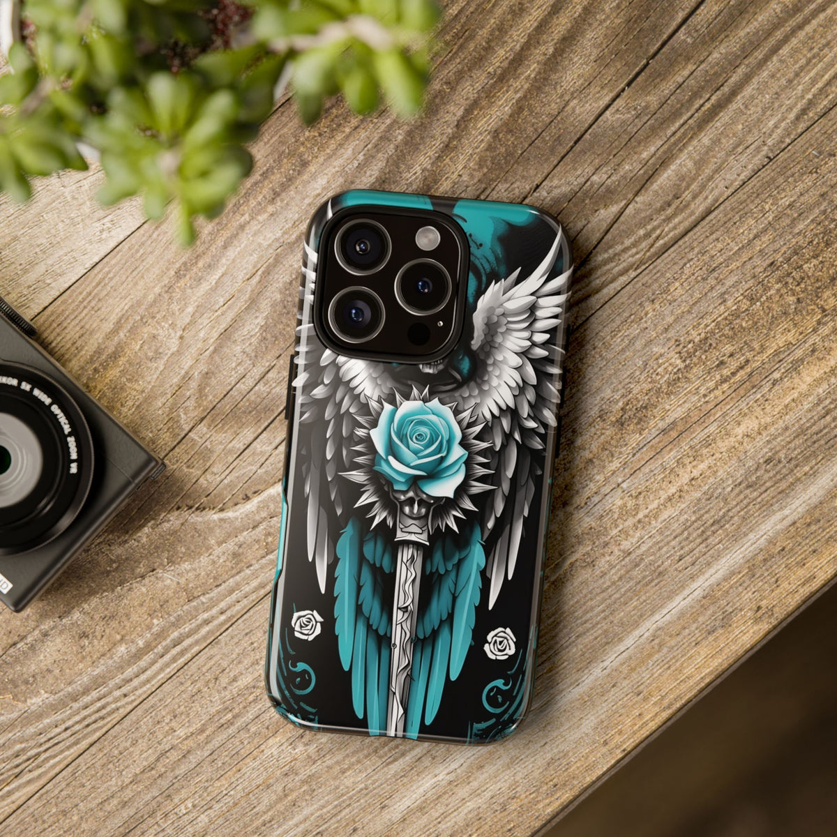 Phone Case - Tough - Cyan Angel Wings