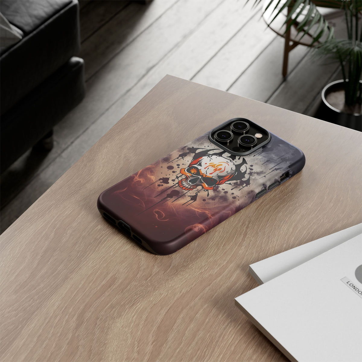 Phone Case - Tough - Orange Skull