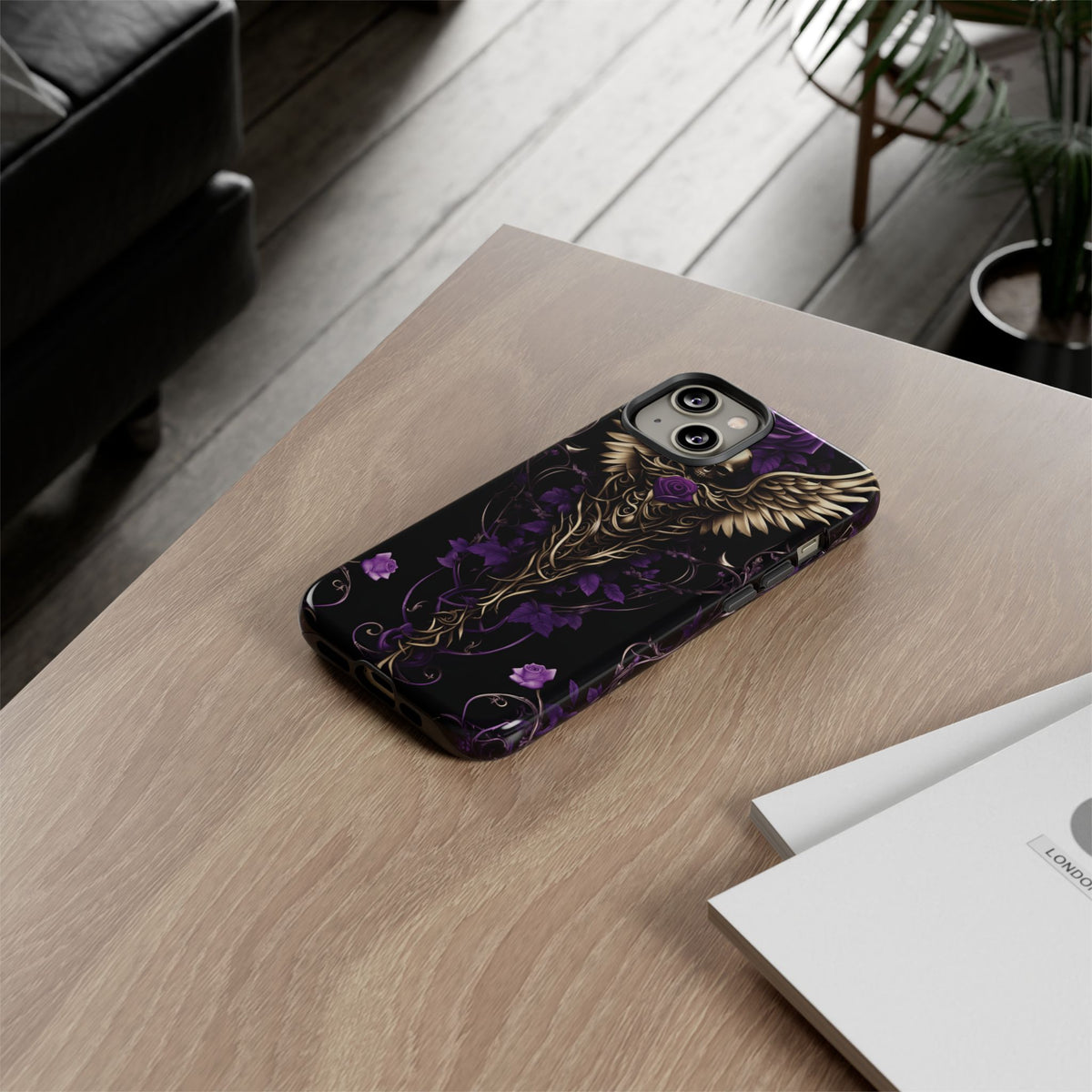 Phone Case - Tough - Purple Skull & Wings