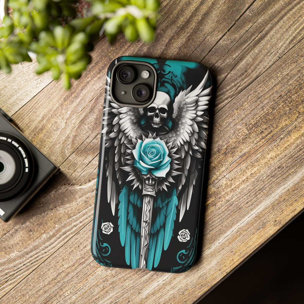 Phone Case - Tough - Cyan Angel Wings