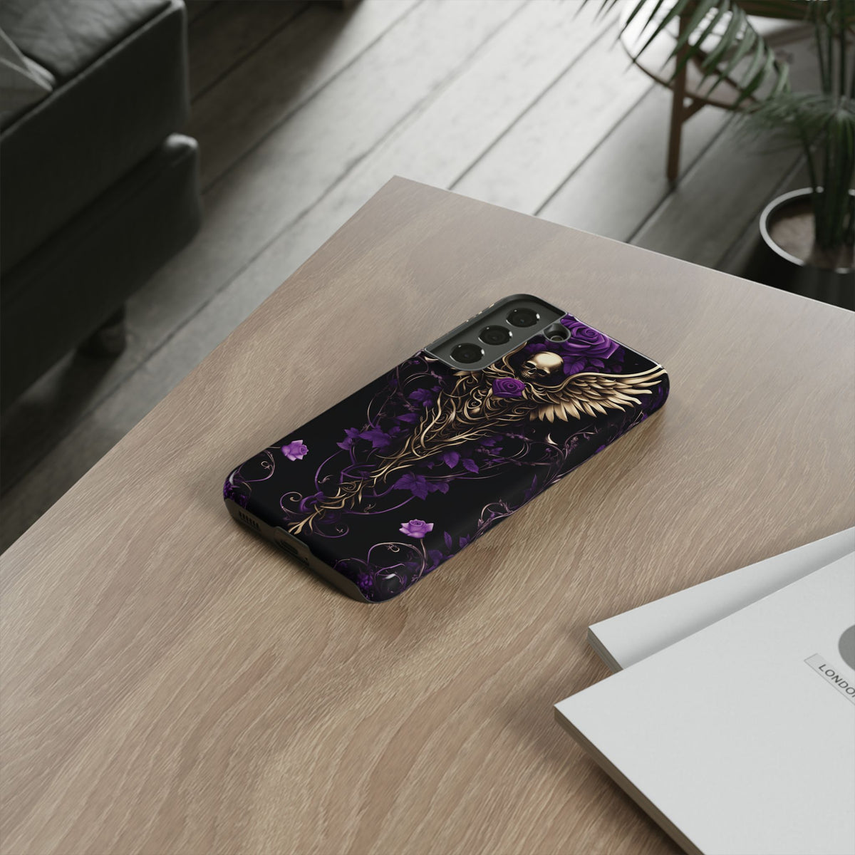 Phone Case - Tough - Purple Skull & Wings