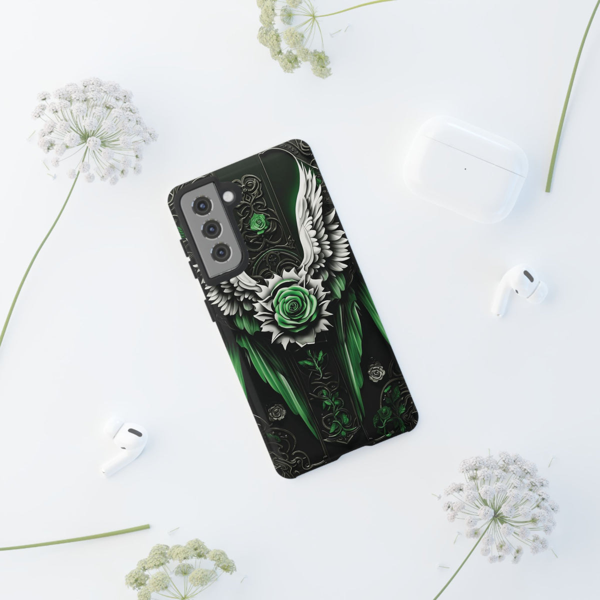 Phone Case - Tough - Green Angel Wings