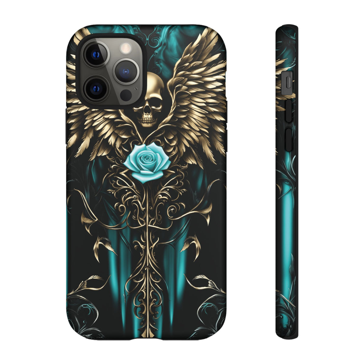 Phone Case - Tough - Cyan Skull & Wings