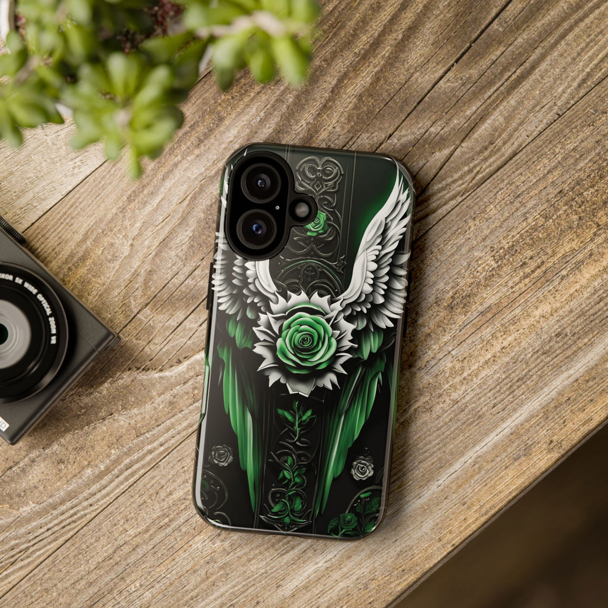 Phone Case - Tough - Green Angel Wings