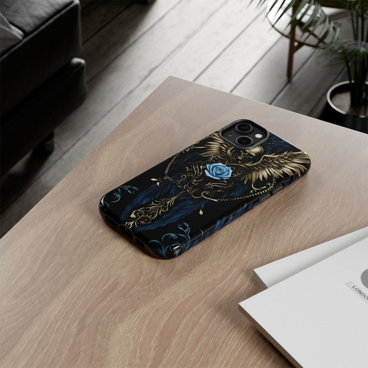 Phone Case - Tough - Blue Skull & Wings