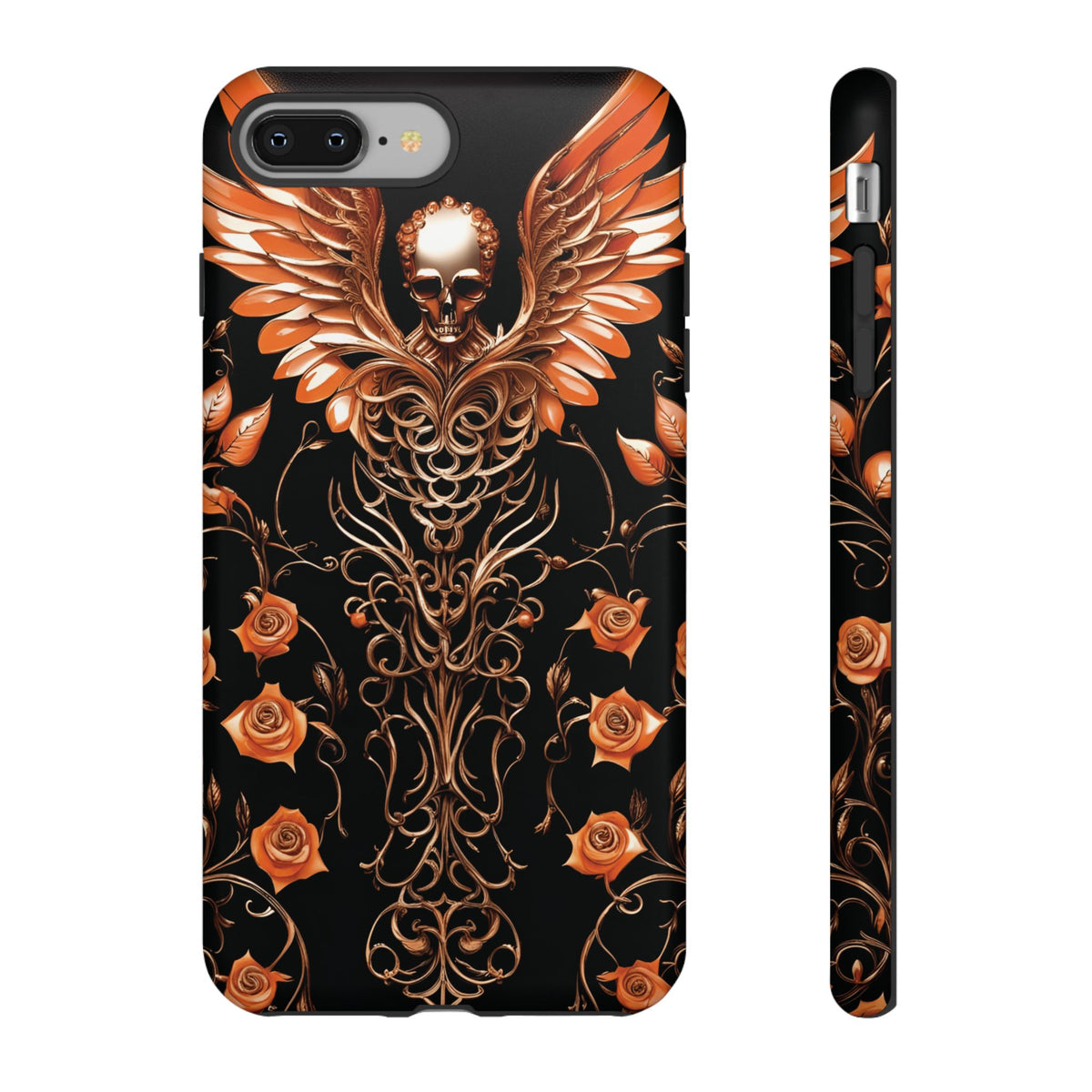 Phone Case - Tough - Orange Skull & Wings