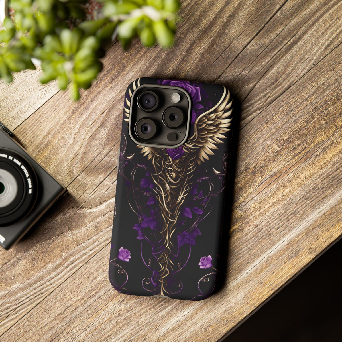 Phone Case - Tough - Purple Skull & Wings
