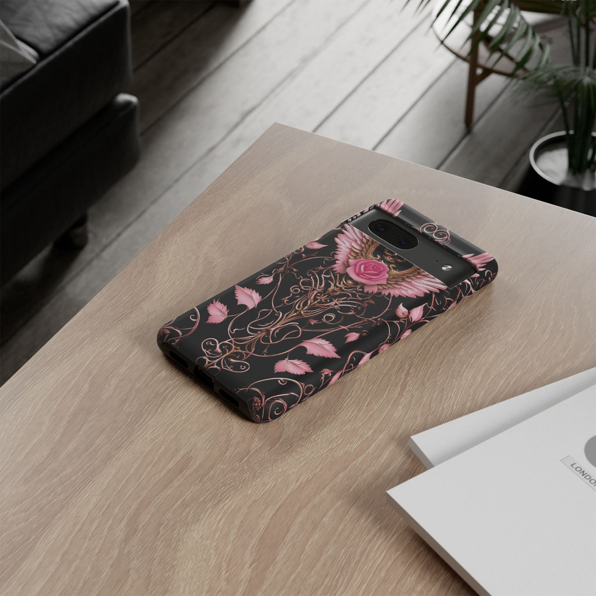 Phone Case - Tough - Pink Skull & Wings