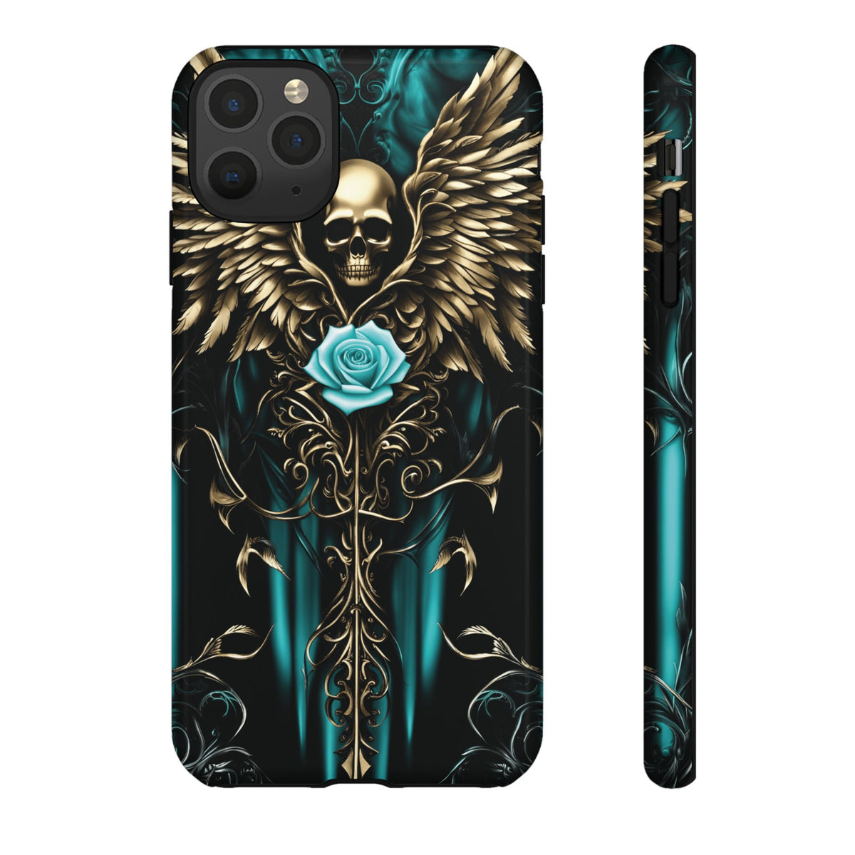 Phone Case - Tough - Cyan Skull & Wings