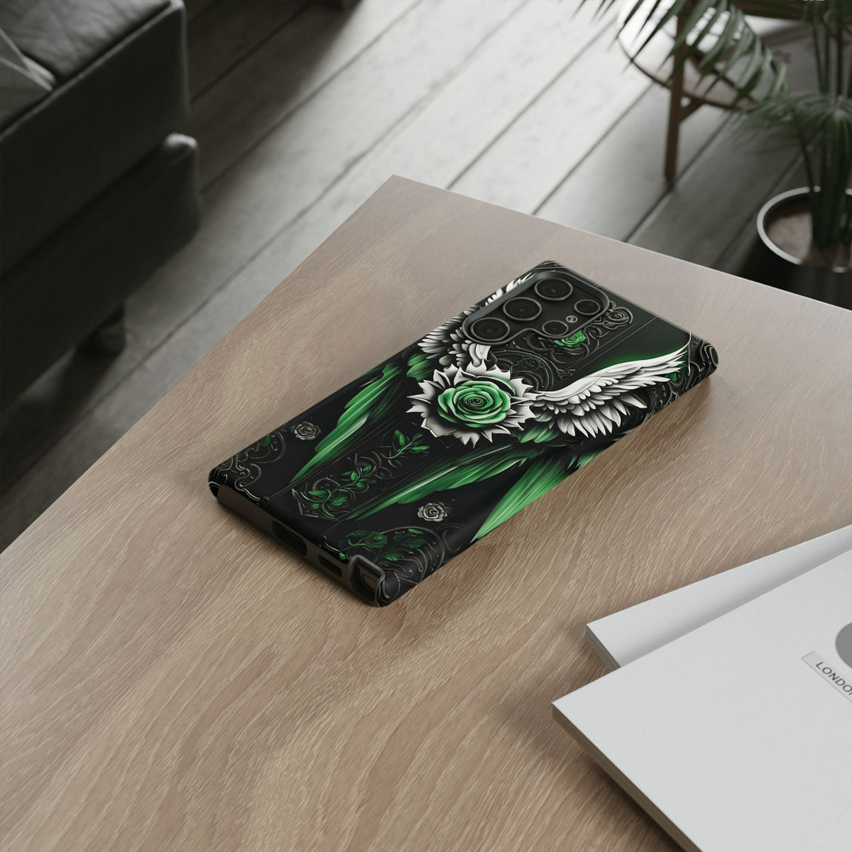 Phone Case - Tough - Green Angel Wings