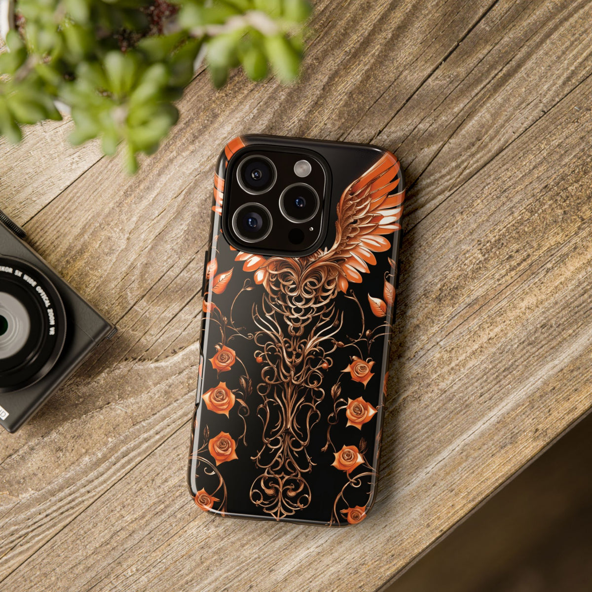 Phone Case - Tough - Orange Skull & Wings