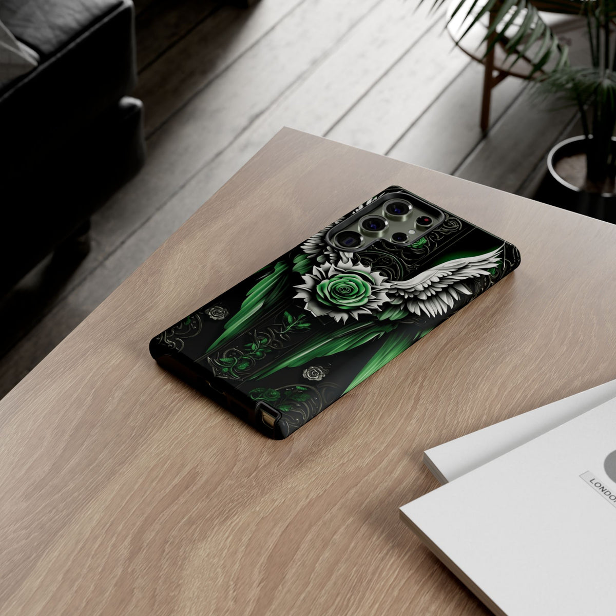 Phone Case - Tough - Green Angel Wings