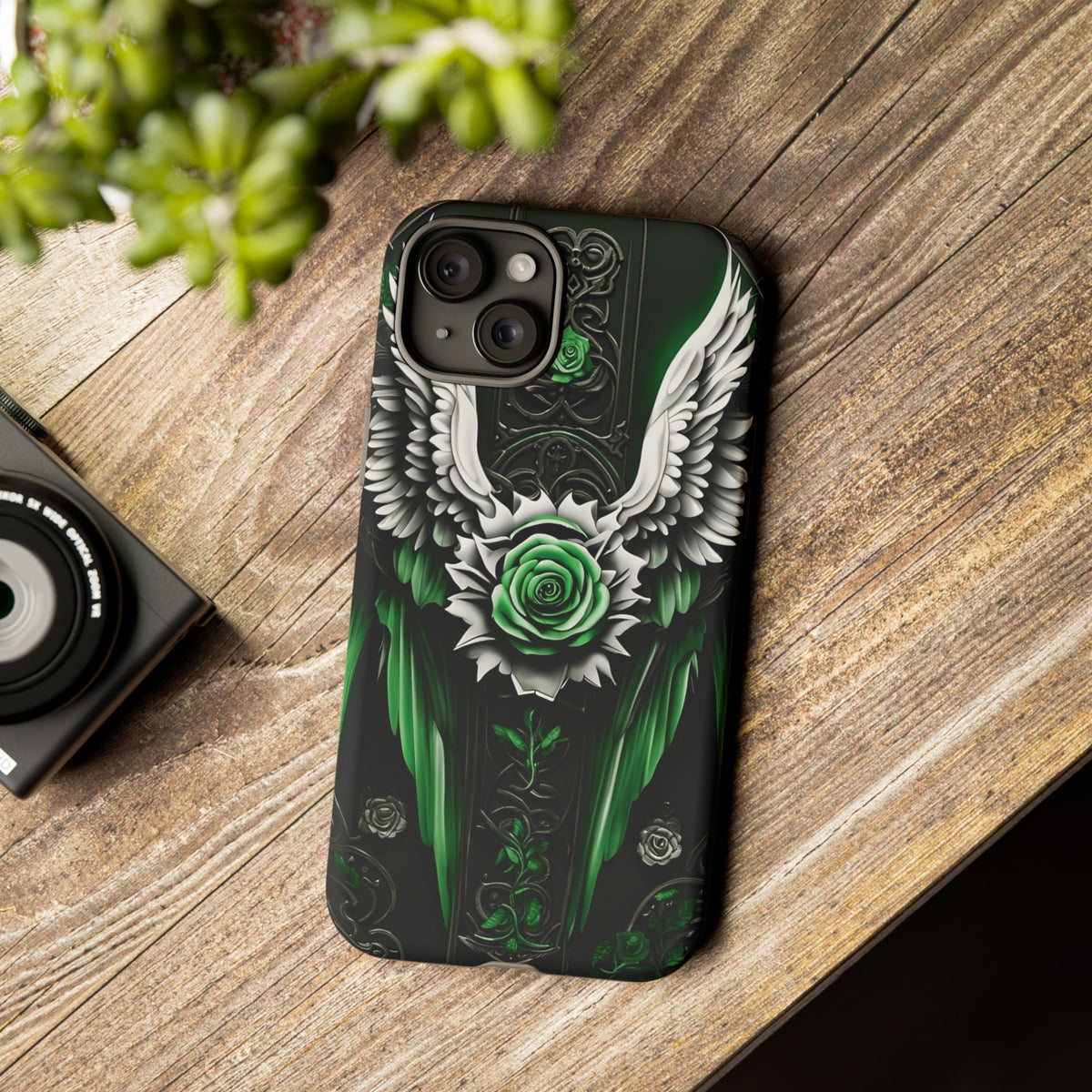 Phone Case - Tough - Green Angel Wings