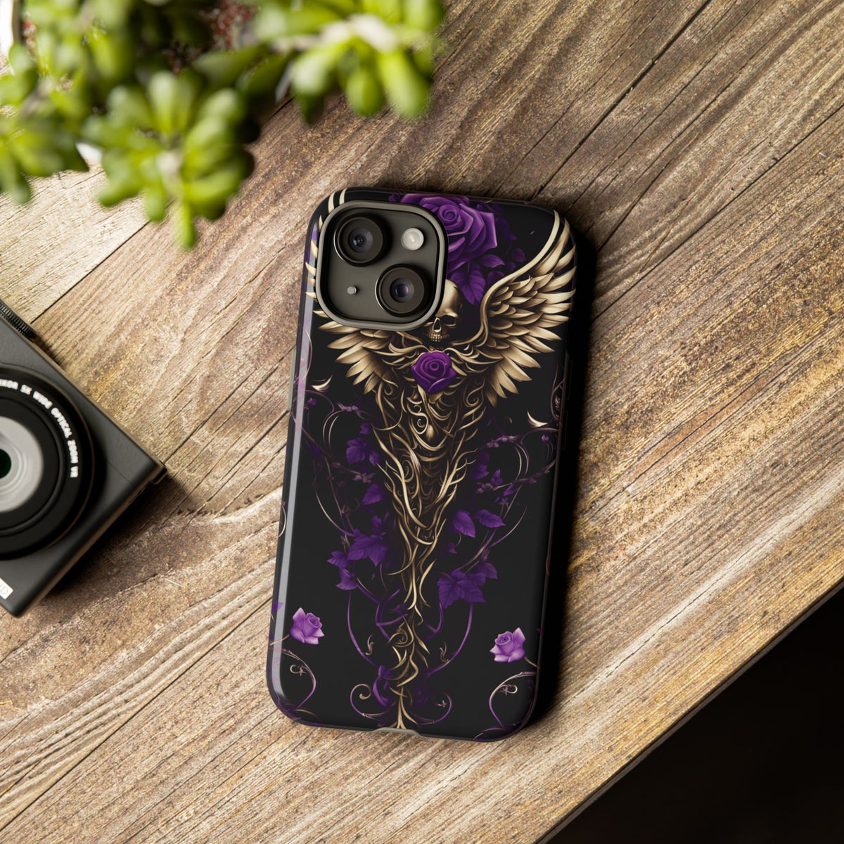 Phone Case - Tough - Purple Skull & Wings