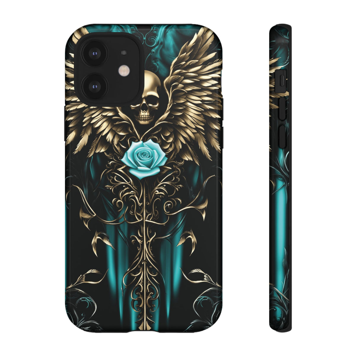 Phone Case - Tough - Cyan Skull & Wings