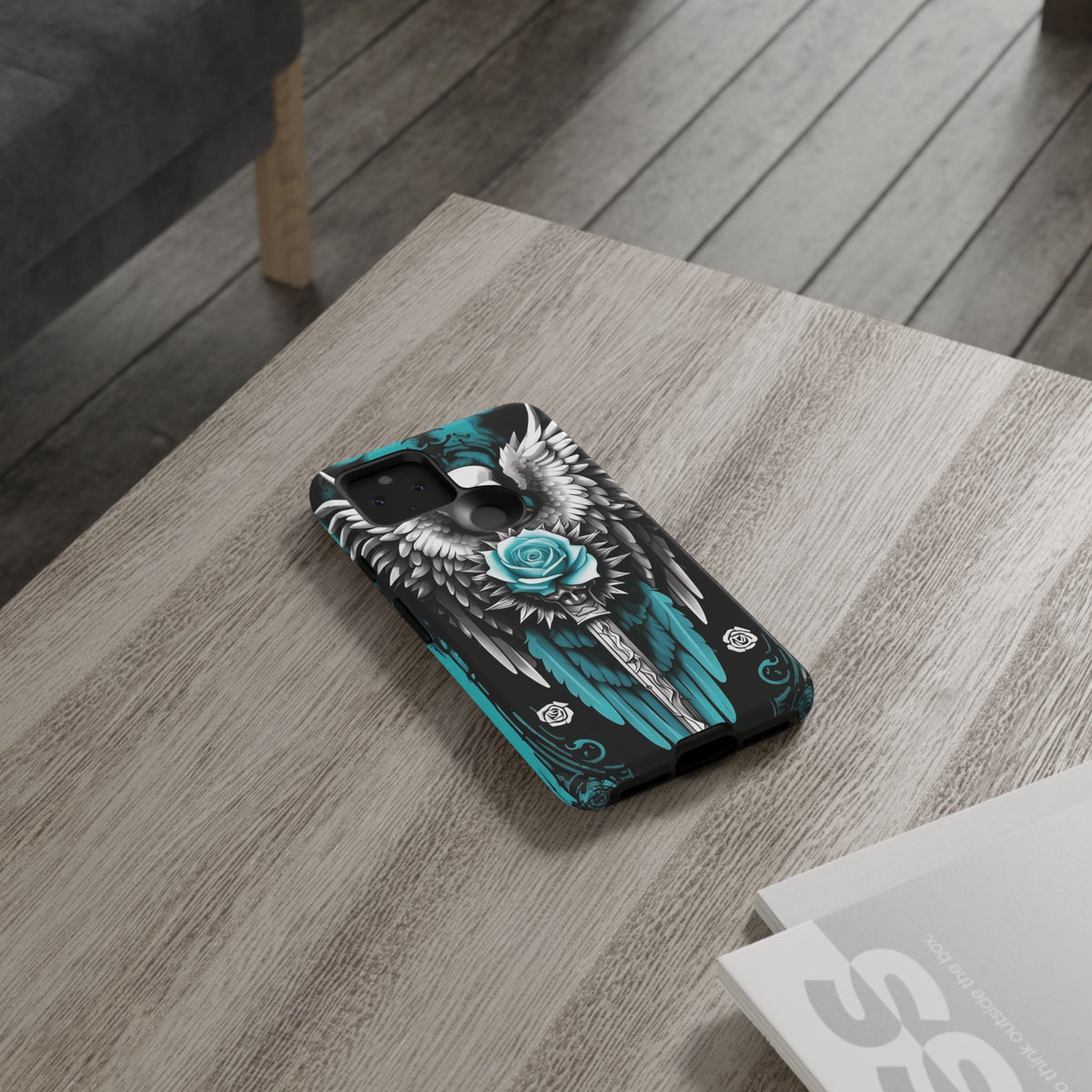 Phone Case - Tough - Cyan Angel Wings