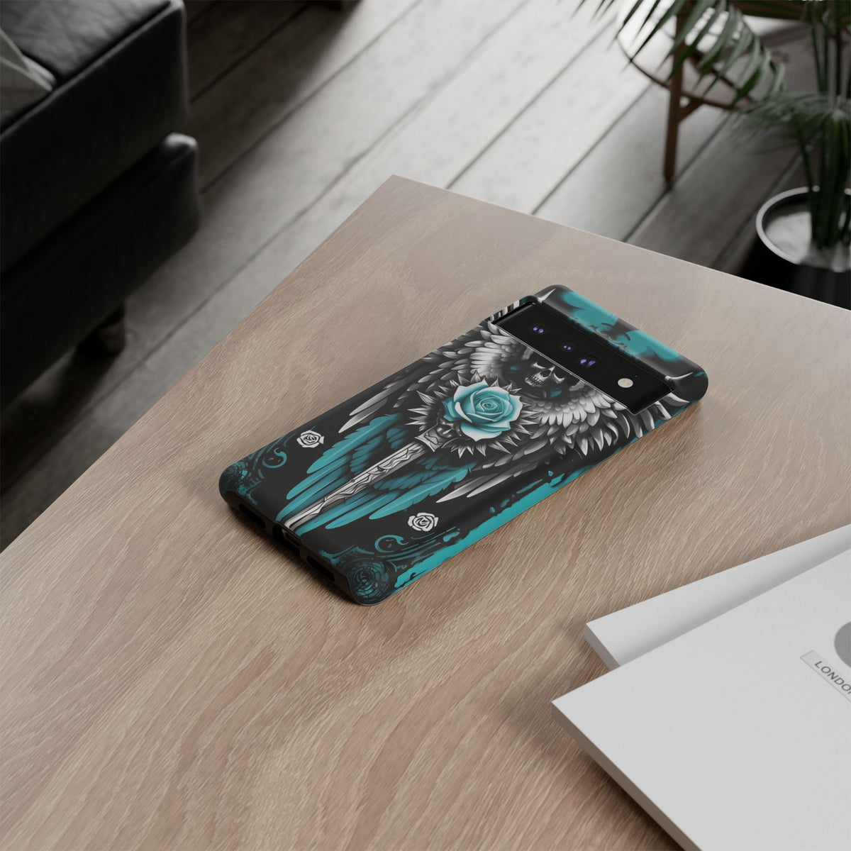 Phone Case - Tough - Cyan Angel Wings