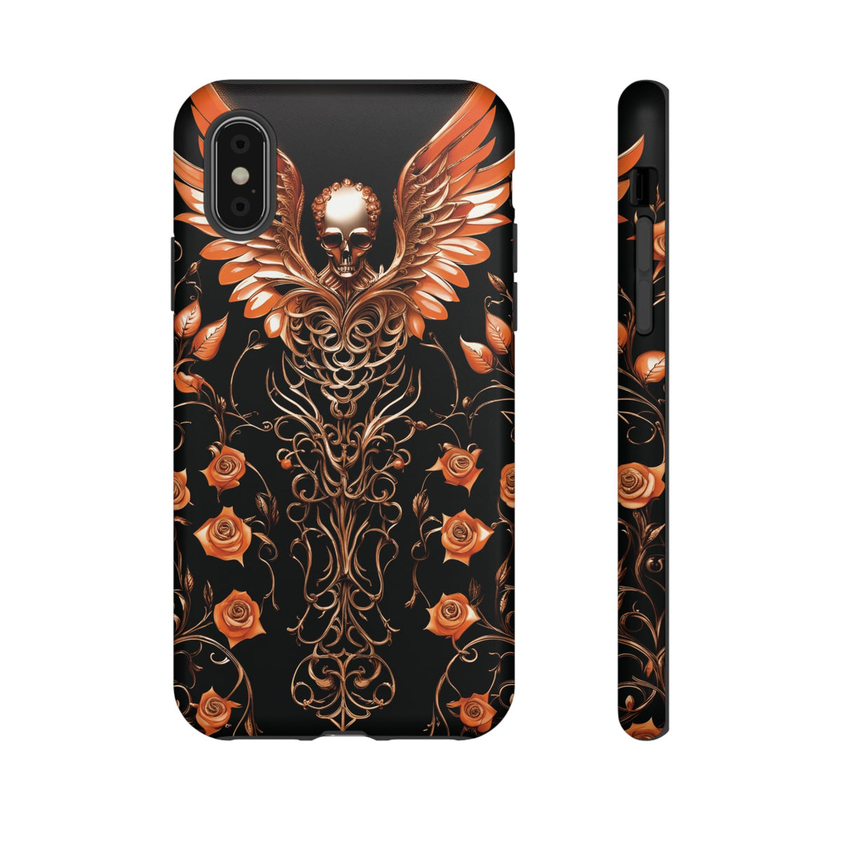 Phone Case - Tough - Orange Skull & Wings