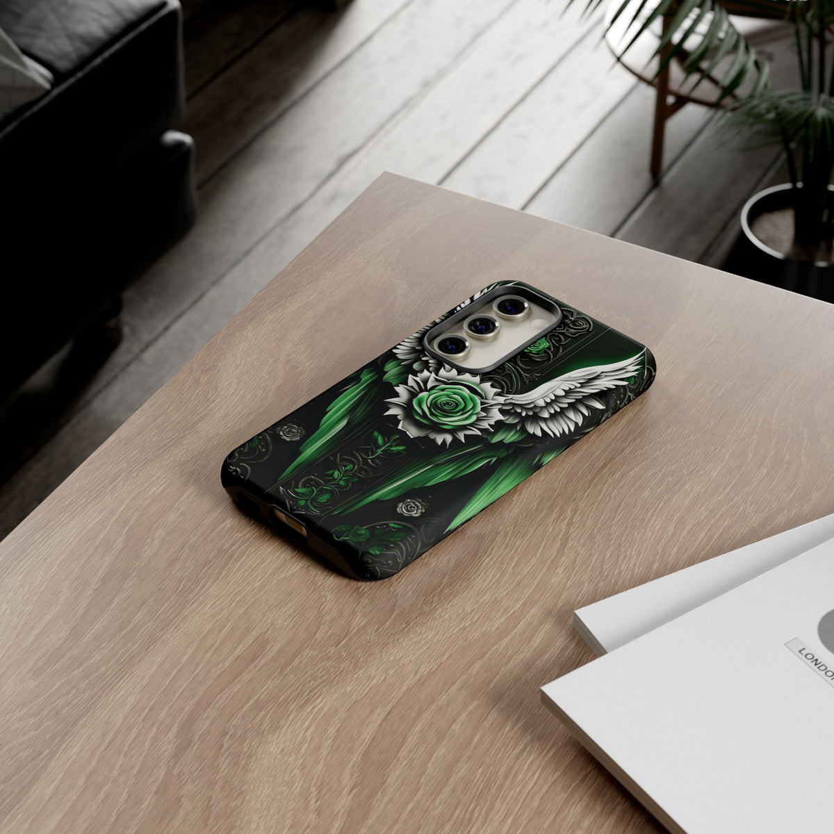 Phone Case - Tough - Green Angel Wings