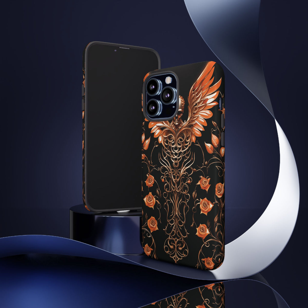 Phone Case - Tough - Orange Skull & Wings