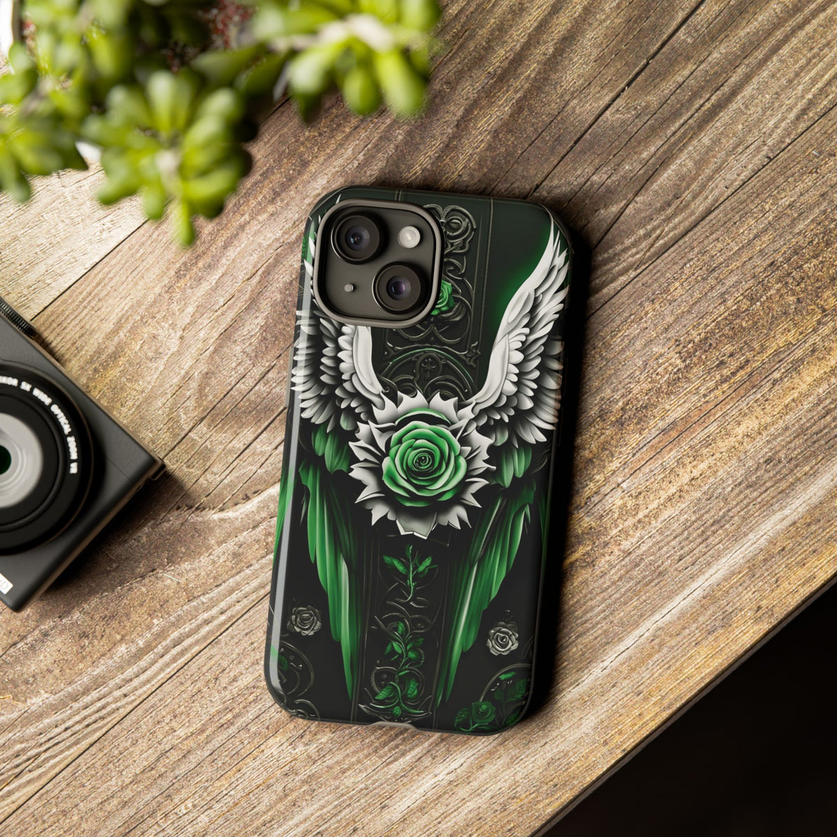 Phone Case - Tough - Green Angel Wings