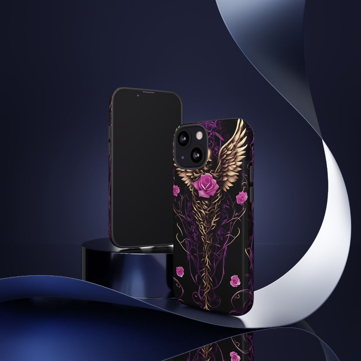 Phone Case - Tough - Purple, Pink Skull & Wings