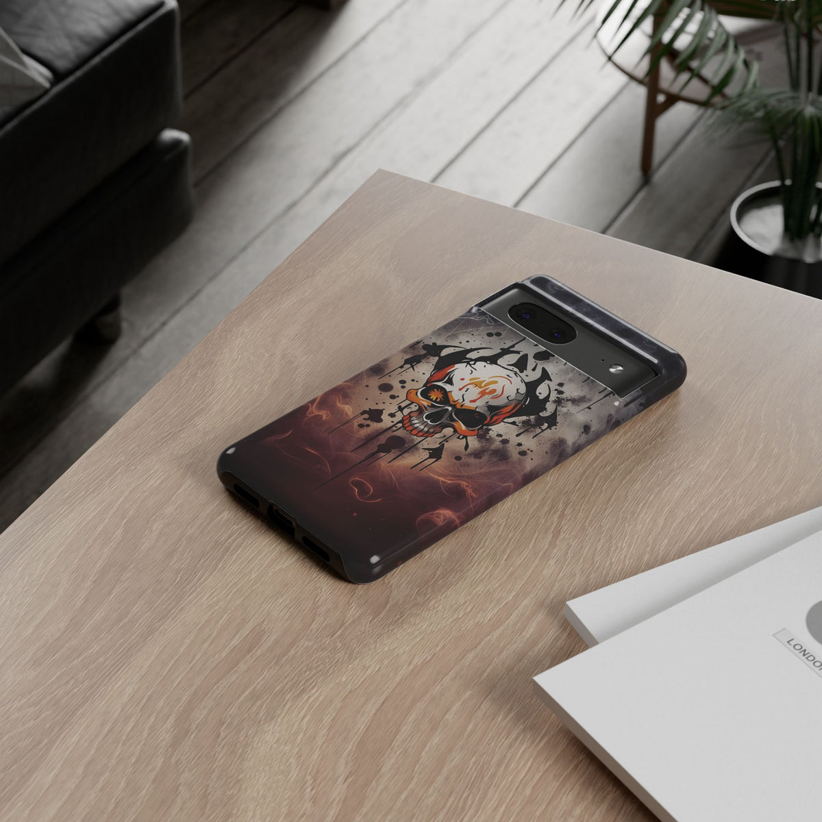 Phone Case - Tough - Orange Skull