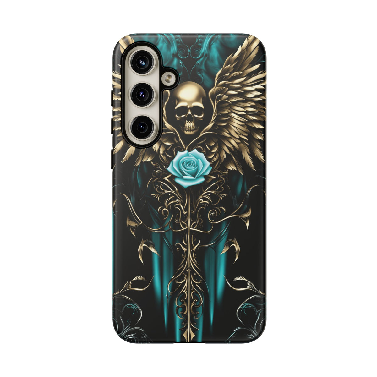 Phone Case - Tough - Cyan Skull & Wings